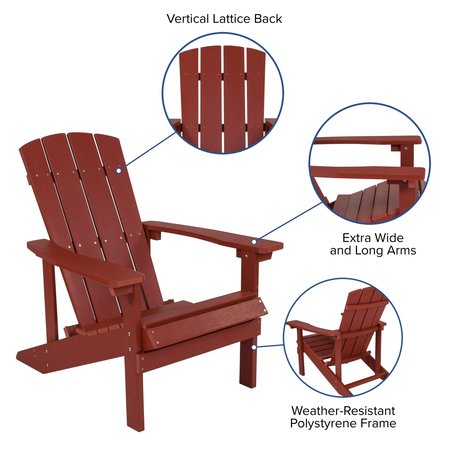 Flash Furniture Red Adirondack Chairs with Cream Cushions, 2PK 2-JJ-C14501-CSNCR-RED-GG